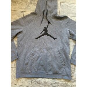 Nike Jordan Jumpman Hoodie Mens Large Gray DA6801 Pullover Sweatshirt Fleece